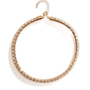 G By Guess Gold-Tone Mesh Rhinestone Choker Neckla
